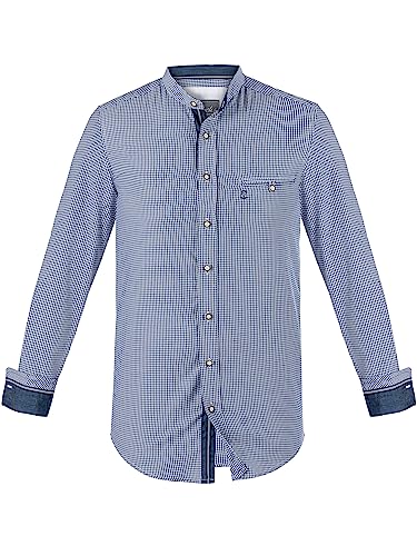 Almbock Exklusive Trachtenhemden | Trachtenhemd blau mit Made in Germany | Trachtenhemd Langarm zur Hochzeit oder Oktoberfest in Größe 4XL von Almbock