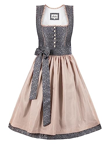 Almbock Exklusive Trachtenkleider | Midi Dirndl Marineblau mit Made in Germany | Dirndl Knielang zur Hochzeit oder Volksfest in Größe 50 von Almbock