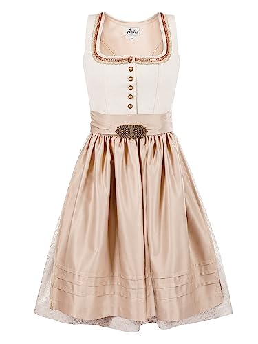 Almbock Exklusive Trachtenkleider | Midi Dirndl beige mit Made in Germany | Dirndl Knielang zur Hochzeit oder Volksfest in Größe 40 von Almbock