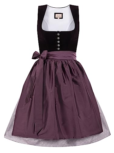 Almbock Exklusive Trachtenkleider | Midi Dirndl lila mit Made in Germany | Dirndl Knielang zur Hochzeit oder Oktoberfest in Größe 46 von Almbock