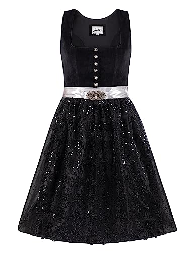 Almbock Exklusive Trachtenkleider | Midi Dirndl schwarz mit Made in Germany | Dirndl Knielang zur Hochzeit oder Volksfest in Größe 50 von Almbock