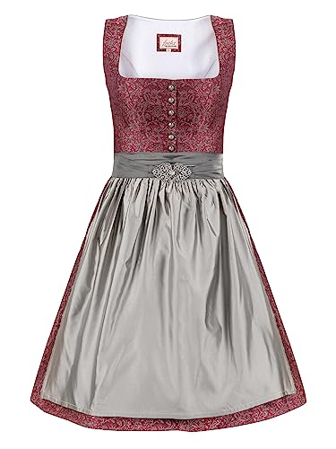 Almbock Exklusive Trachtenkleider | Midi Dirndl weinrot mit Made in Germany | Dirndl Knielang zur Hochzeit oder Oktoberfest in Größe 46 von Almbock
