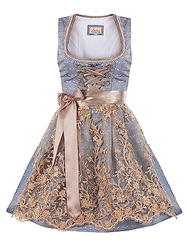Almbock Exklusive Trachtenkleider | Mini Dirndl hellblau mit Made in Germany | Dirndl Knielang zur Hochzeit oder Volksfest in Größe 38 von Almbock
