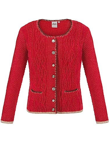 Almbock Exklusive Trachtenstrickjacke | Trachtenjacke in rot mit Made in Germany | Strickjacke Langarm zur Hochzeit oder Oktoberfest in Größe 40 von Almbock