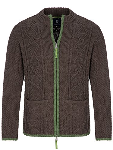 Almbock Herren Strickjacke mit Reißverschluss, Dunkelbraun, Größe S von Almbock