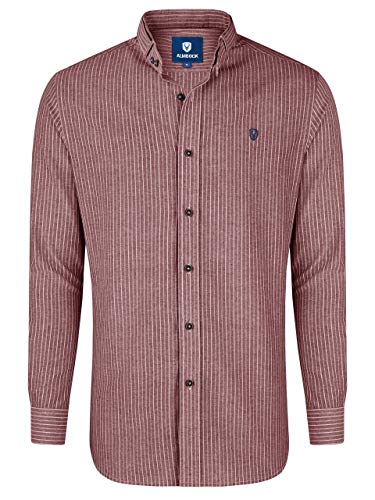 Almbock Herren Trachtenhemd Slim Fit - Gestreiftes Hemd rot weiß Größe S von Almbock