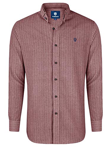 Almbock Herren Trachtenhemd Slim Fit - Gestreiftes Hemd rot weiß Größe S von Almbock