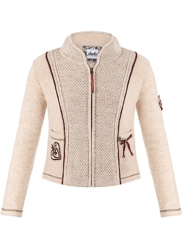 Almbock Moderne Trachtenstrickjacke | Trachtenjacke festlich elegant in Farbton beige Made in Germany | Trachtenstrickjacke für Hochzeit oder andere Anlässe in der Größe 34 von Almbock