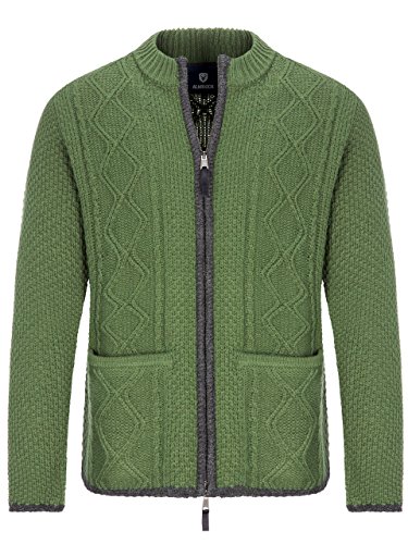 Almbock Strickjacke Herren - Strickjacke mit Reißverschluss grün - Herren Trachten Strickjacke in Grün Größe S von Almbock