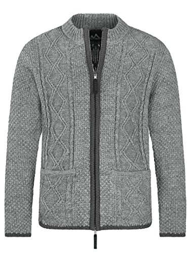 Almbock Herren Strickjacke mit Reißverschluss, grau, Größe L von Almbock