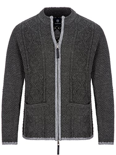 Almbock Strickjacke mit Reißverschluss - Herren Trachten Strickjacke mit Reißverschluss - Strickjacke Herren in Anthrazit Grau Größe S von Almbock