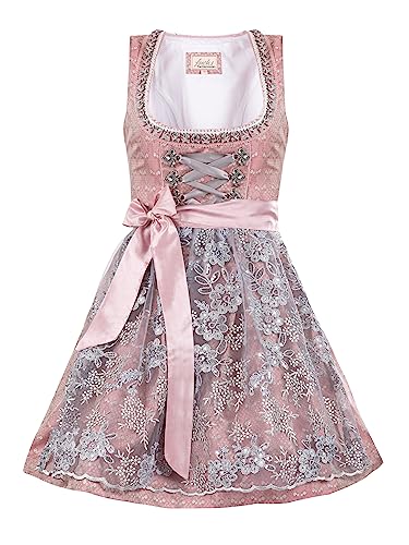 Almbock Trachten Dirndl | Dirndl Damen Mini elegant in rosa Made in Germany | Festliche Dirndl Mini für Verschiedene Anlässe Größe 36 von Almbock