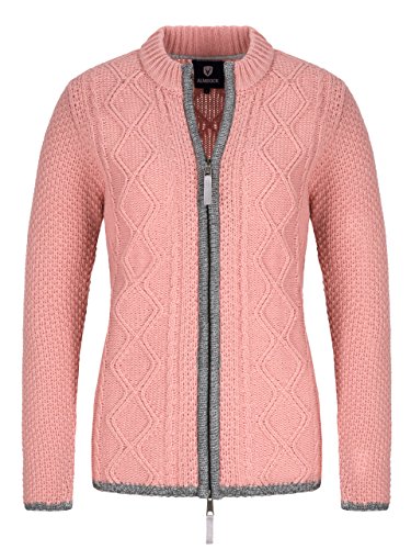 Almbock Trachten Janker Damen - Hochwertige Strickjacke Damen - Strickjacke Damen Rosa aus feiner Wolle in Altrosa Gr. M von Almbock