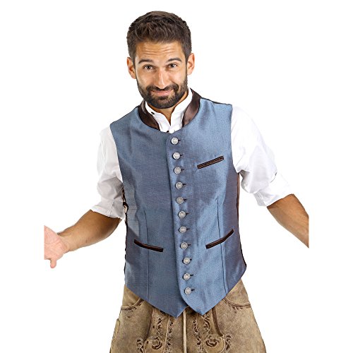 Almbock Trachten-Weste Ammergau in blau für Männer in Gr. 46 48 50 52 54 56 58, exklusives Design, für Hochzeit und Oktoberfest,edel, xxl xxxl von Almbock