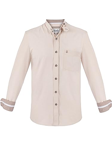 Almbock Trachtenhemd modern | Hemd festlich elegant in Farbton beige Made in Germany | Hemd für Hochzeit oder andere Anlässe in der Größe S von Almbock