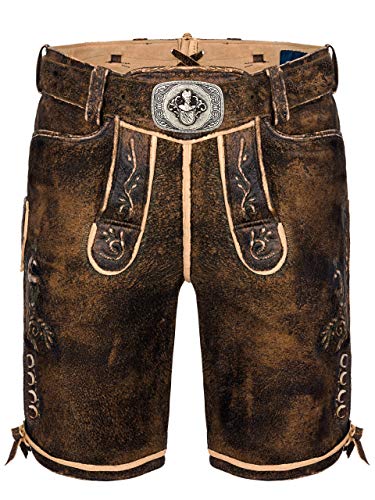 Almbock Trachtenhose kurz - Lederhose ohne Träger Wildbock (100% Wildleder) - Lederhose kurz braun Used in Gr. 54 von Almbock