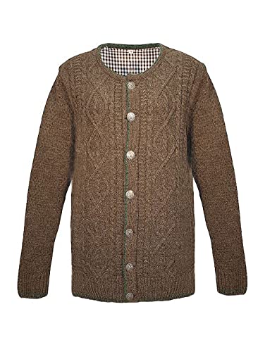 Almbock Trachtenjacke Herren braun | Trachtenweste mit urigen Knöpfen in Hirschhornoptik | Strickjacke Trachten Herren - Trachtenweste Herren 52 von Almbock