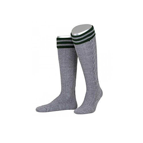 Almbock Trachtensocken Herren - Trachtenstrümpfe aus Merino Wolle in vielen Modellen und Farben - Lange und kurze bayerische Socken für Lederhose (Mittelgrau | Modell Albert, 40-41) von Almbock