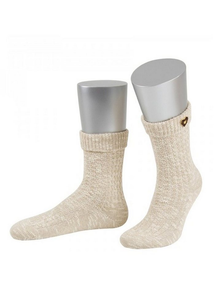 Almbock Trachtensocken Stricksocken mit Herzknopf (1-Paar) beige-meliert von Almbock