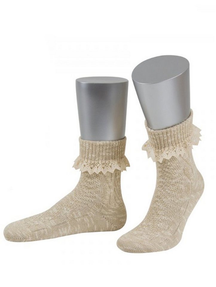 Almbock Trachtensocken Trachtensocken Lucia (1-Paar) beige-meliert mit Spitze von Almbock