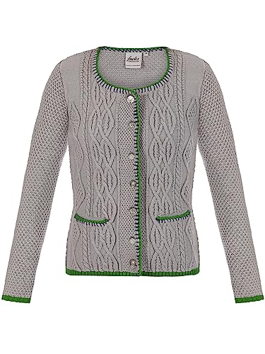 Almbock Trachtenstrickjacke Damen | Strickjacke Damen in grau Farbton Made in Germany | Trachtenstrickjacke für Oktoberfest oder andere Anlässe in Größe 42 von Almbock