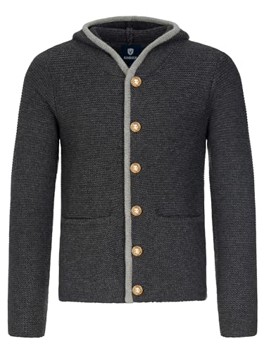 Almbock Herren Strickjacke mit Kapuze, schwarz anthrazit, Größe M von Almbock