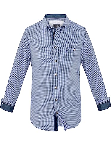 Almbock Tradaditionelles Trachtenhemd | Hemd für Herren elegant in blau Made in Germany | Festliches Trachtenhemd für Verschiedene Anlässe Größe 3XL von Almbock