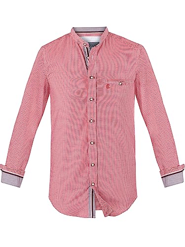 Almbock Tradaditionelles Trachtenhemd | Hemd für Herren elegant in rot Made in Germany | Festliches Trachtenhemd für Verschiedene Anlässe Größe 3XL von Almbock