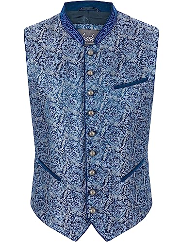 Almbock Traditionelle Trachtenweste | Weste für Herren elegant in blau Made in Germany | Festliche Trachtenweste für verschiedene Anlässe Größe 56 von Almbock