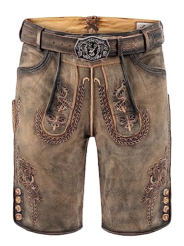 Bayrische Lederhose Herren | Herren Tracht Wildbock (100% Wildleder) | Trachtenlederhose braun Used in Gr. 48 von Almbock