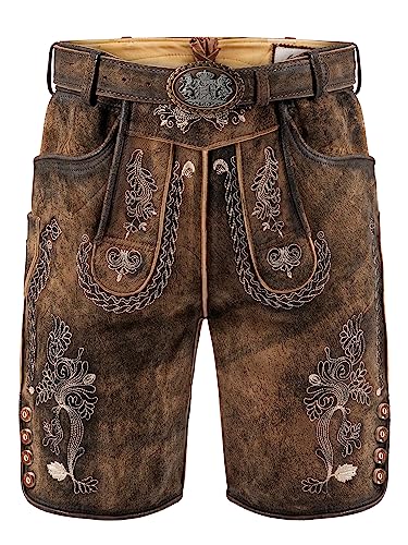 Bayrische Lederhose Herren | Herren Tracht Wildbock (100% Wildleder) | Trachtenlederhose braun Used in Gr. 48 von Almbock