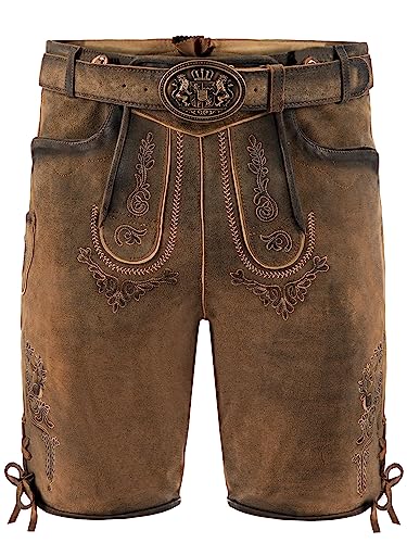 Bayrische Lederhose Herren | Herren Tracht Wildbock (100% Wildleder) | Trachtenlederhose braun Used in Gr. 48 von Almbock