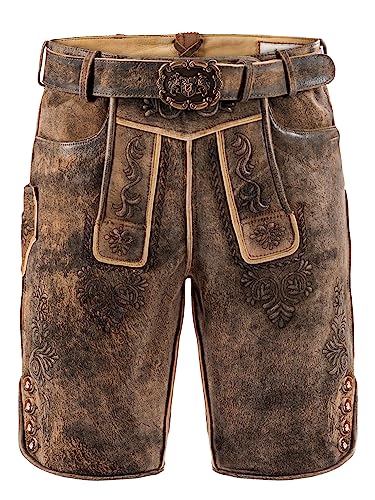 Bayrische Lederhose Herren | Herren Tracht Wildbock (100% Wildleder) | Trachtenlederhose braun Used in Gr. 48 von Almbock