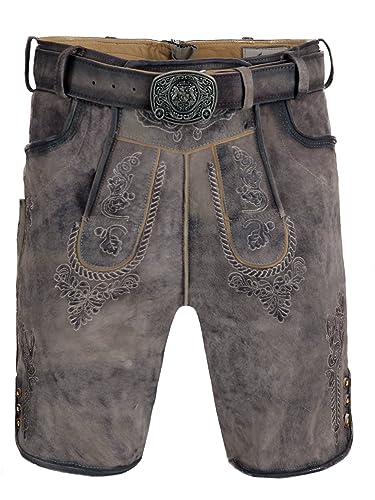 Bayrische Lederhose Herren | Herren Tracht Wildbock (100% Wildleder) | Trachtenlederhose braun Used in Gr. 50 von Almbock