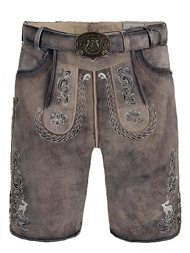 Bayrische Lederhose Herren | Herren Tracht Wildbock (100% Wildleder) | Trachtenlederhose braun Used in Gr. 50 von Almbock