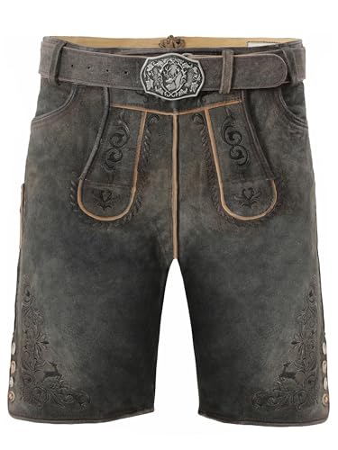 Bayrische Lederhose Herren - Lederhose original Wildbock (100% Wildleder) - Wildbock-Lederhose braun Used in Gr. 56 von Almbock