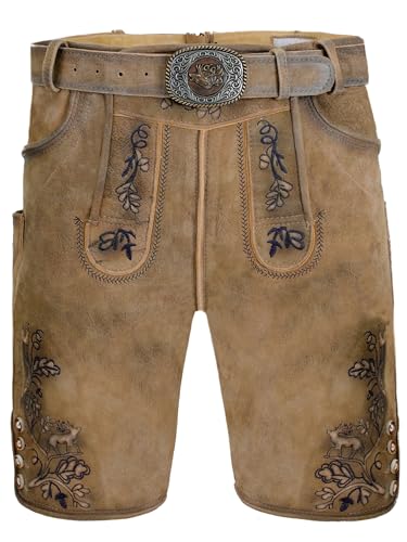 Bayrische Lederhose Herren - Lederhose original Wildbock (100% Wildleder) - Wildbock-Lederhose braun Used in Gr. 56 von Almbock