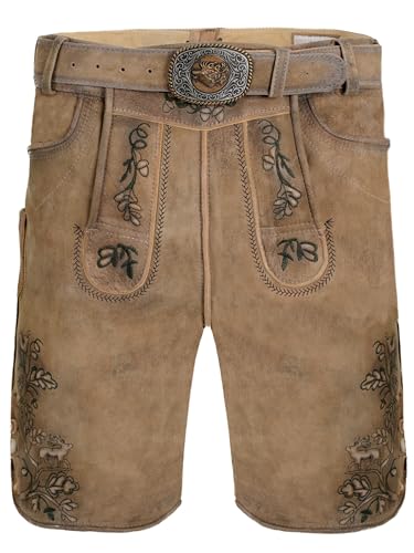 Bayrische Lederhose Herren - Lederhose original Wildbock (100% Wildleder) - Wildbock-Lederhose braun Used in Gr. 56 von Almbock