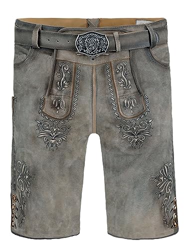 Lederhose kurz Herren | Lederhose Herren braun Wildbock (100% Wildleder) | Trachtenhose mit Gürtel braun Used in Gr. 54 von Almbock