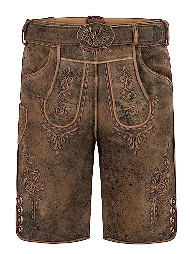 Oktoberfest Lederhose | Lederhose Wildbock (100% Wildleder) | Kurze Lederhose Herren braun Used in Gr. 58 von Almbock