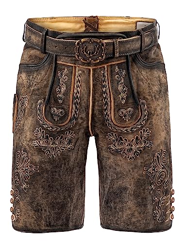 Trachtenhose | Herren Lederhose Wildbock (100% Wildleder) | Lederhose Herren kurz braun Used in Gr. 46 von Almbock