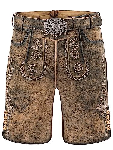 Trachtenhose | Herren Lederhose Wildbock (100% Wildleder) | Lederhose Herren kurz braun Used in Gr. 46 von Almbock