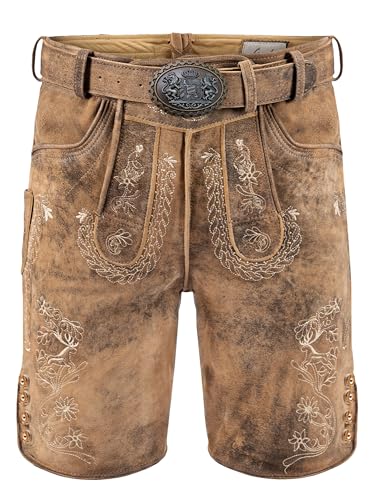 Trachtenhose | Herren Lederhose Wildbock (100% Wildleder) | Lederhose Herren kurz braun Used in Gr. 46 von Almbock