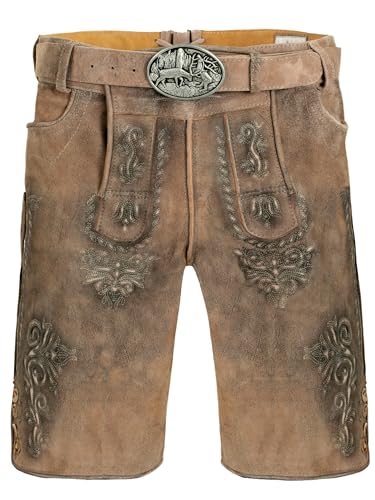 Trachtenhose kurz - Lederhose ohne Träger Wildbock (100% Wildleder) - Lederhose kurz braun Used in Gr. 52 von Almbock