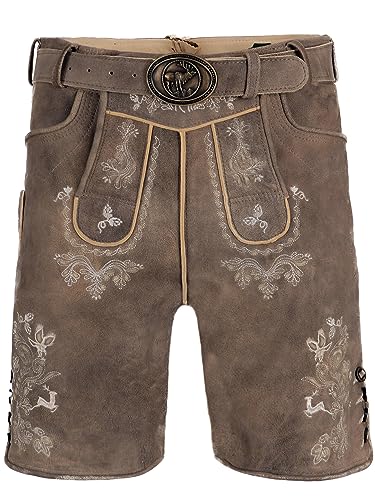 Trachtenhose kurz | Lederhose ohne Träger Wildbock (100% Wildleder) | Lederhose kurz braun Used in Gr. 52 von Almbock