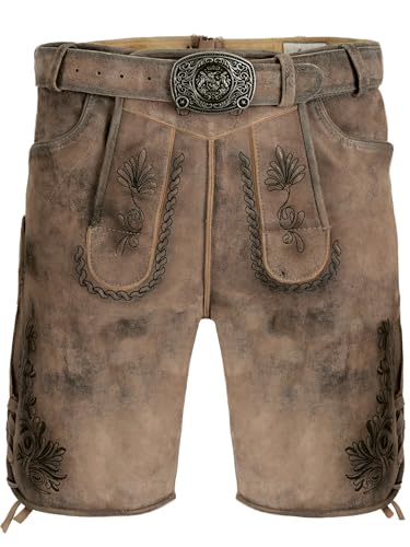 Trachtenhose kurz - Lederhose ohne Träger Wildbock (100% Wildleder) - Lederhose kurz braun Used in Gr. 52 von Almbock
