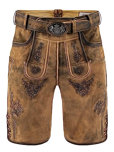Trachtenhose kurz | Lederhose ohne Träger Wildbock (100% Wildleder) | Lederhose kurz braun Used in Gr. 54 von Almbock