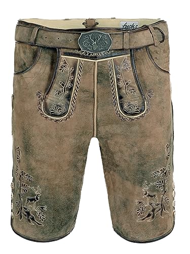 Trachtenhose kurz | Lederhose ohne Träger Wildbock (100% Wildleder) | Lederhose kurz braun Used in Gr. 54 von Almbock