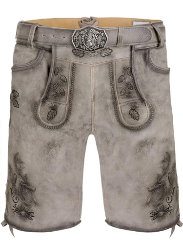 Trachtenhose kurz - Lederhose ohne Träger Wildbock (100% Wildleder) - Lederhose kurz grau Used in Gr. 52 von Almbock