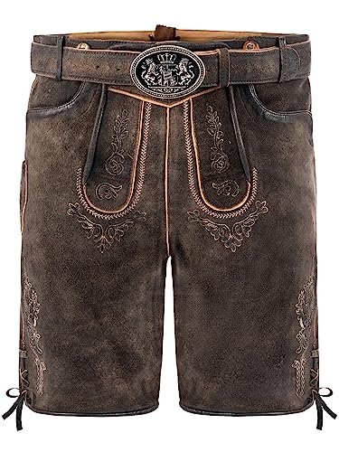 Trachtenlederhose | Lederhose Herren Wildbock (100% Wildleder) | Kurze Lederhose Herren braun Used in Gr. 56 von Almbock